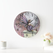 Horloge murale fée violette et rose et lune (Maison)