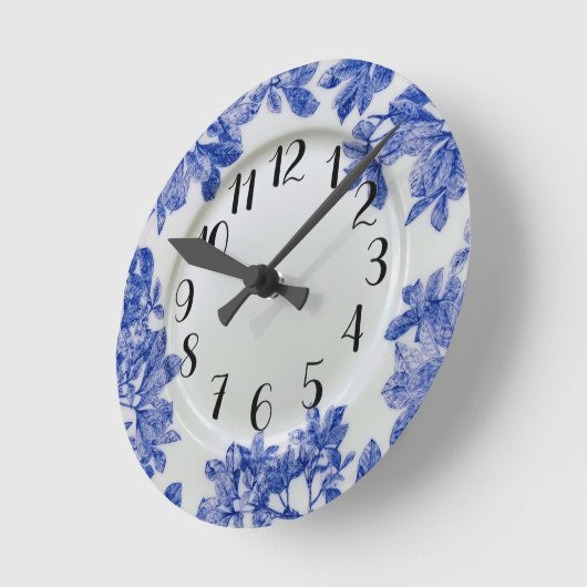 Horloge murale Feuille Bleu Arbor (Angle)