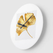 Horloge Murale Feuille Dorée – Design Botanique (Angle)