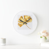 Horloge Murale Feuille Dorée – Design Botanique (Maison)