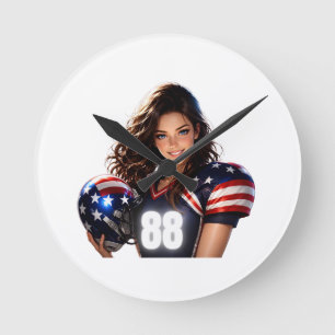 Horloge murale fille de football américain GIDAGI