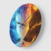 Horloge murale Fire Wolves (Angle)