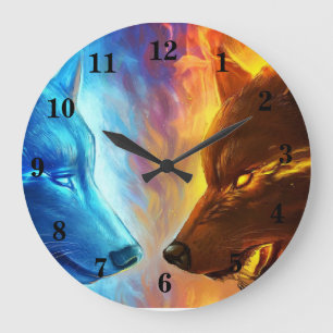 Horloge murale Fire Wolves