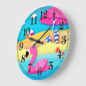 Horloge murale flamant de plage (Angle)