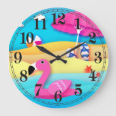 Horloge murale flamant de plage (Recto)