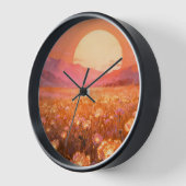 Horloge murale Fleur de coucher de soleil doré (Angle)