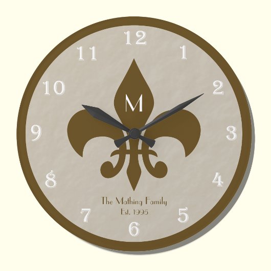 Horloge murale Fleur De Lis Customisée en famille
