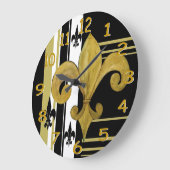 Horloge murale Fleur de lis noir et or (Angle)