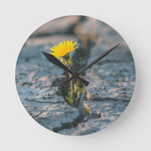 Horloge Murale Fleur de Pissenlit Résistante Fissu