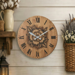 Horloge murale Fleur de rose Décoration de ferme