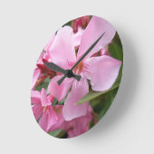 Horloge murale fleur d'oléandre rose | Botanica él (Angle)