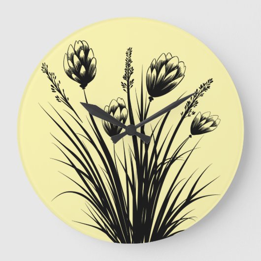 Horloge murale Fleur sauvage jaune soleil (Recto)