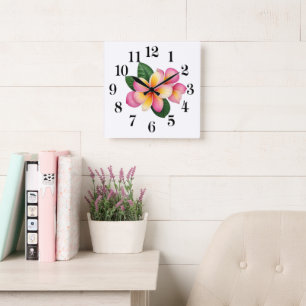 Horloge murale fleur tropicale