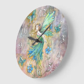 Horloge murale Fleur verte et Papillons (Angle)