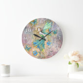 Horloge murale Fleur verte et Papillons (Maison)