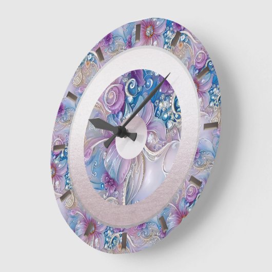 Horloge murale fleurie colorée (Angle)