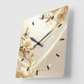 Horloge murale Fleurs Blanches et Dorées (Angle)