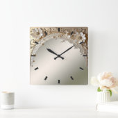 Horloge Murale Fleurs Blanches Perles Moderne (Maison)