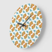 Horloge murale Fleurs bleu rose jaune (Angle)