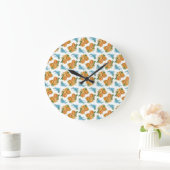 Horloge murale Fleurs bleu rose jaune (Maison)