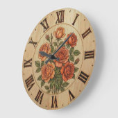 Horloge murale Fleurs de jardin orange (Angle)