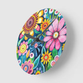 Horloge murale Fleurs funky (Angle)