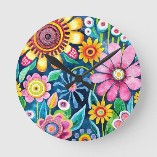 Horloge murale Fleurs funky (Recto)