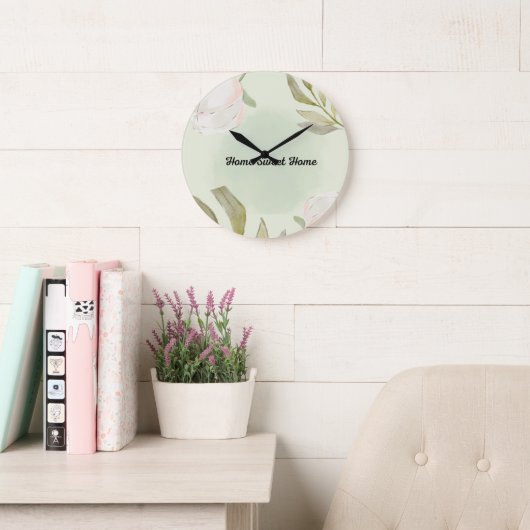 Horloge murale florale aquarelle (Salle de lecture)