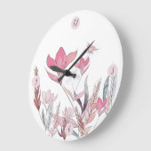 Horloge murale florale aquarelle – Grande horloge  (Angle)