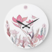 Horloge murale florale aquarelle – Grande horloge  (Recto)
