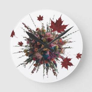 Horloge murale florale artistique - Vibrant modern
