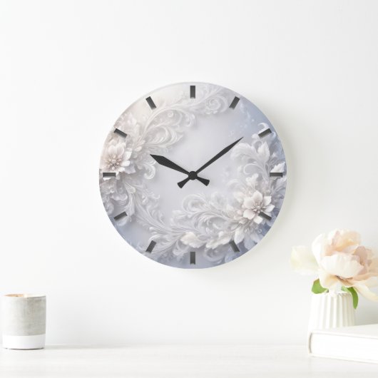 Horloge murale florale blanche (Maison)