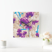 Horloge murale florale de luxe – Élégance violette (Maison)
