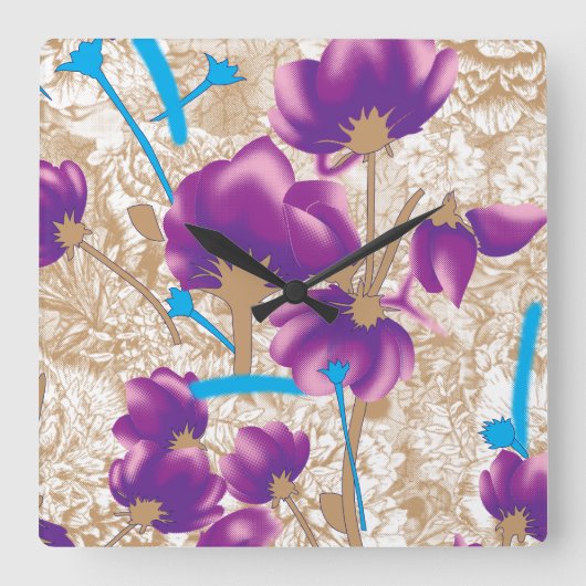 Horloge murale florale de luxe – Élégance violette (Recto)
