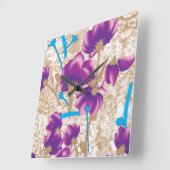 Horloge murale florale de luxe – Élégance violette (Angle)