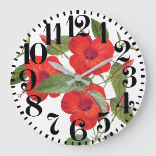 Horloge murale florale de nombre de ketmie rouge