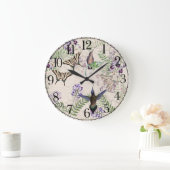 Horloge murale florale de papillon d'oiseaux de (Maison)