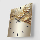 Horloge murale florale dorée ornée moderne (Angle)
