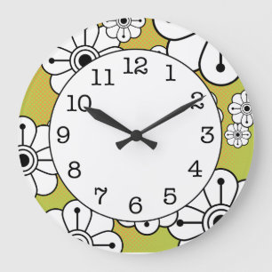 Horloge murale florale funky