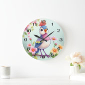 Horloge murale florale oiseau bleu rose mignon (Maison)
