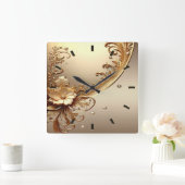 Horloge murale florale ornée dorée (Maison)