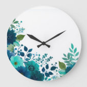 Horloge murale florale sarcelle aquarelle - Botani (Recto)