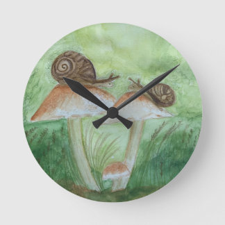 Horloge murale fond de sauge champignons et escarg