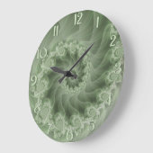 Horloge murale fractée Silky Green Spiral (Angle)