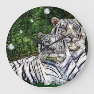 Horloge murale fragile des Tigres blancs