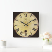 Horloge murale française grunge jaune et noire (Maison)