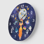 Horloge murale fusée spatiale pour garçons (Angle)