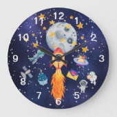 Horloge murale fusée spatiale pour garçons (Recto)
