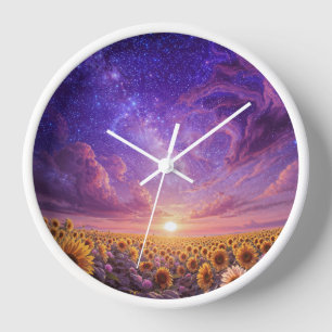 Horloge murale Galaxie Tournesol Coucher de soleil