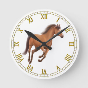 Horloge murale galopante de cheval de baie